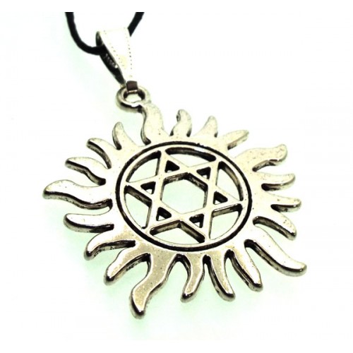 Silver Plated Star of David Flame Pendant
